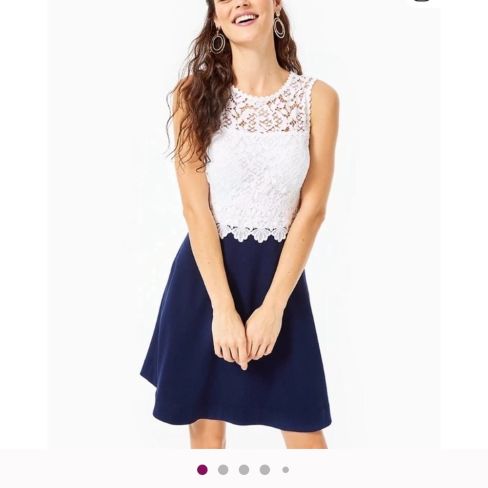 LILLY PULITZER Carolyn Lace Dress True Navy Preppy Coastal Size 6